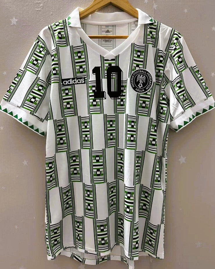 Nigeria fashion Jay Jay Okocha Jersey 1994 Away #10 Men's XL White Green